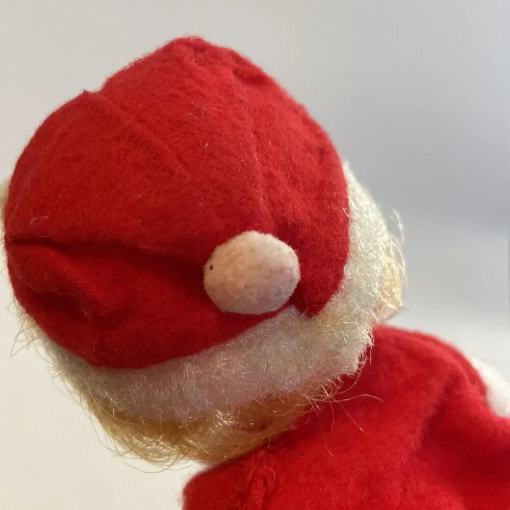 Vintage Christmas Santa Outfit Doll Red Hair Waving Japan Big Eyes 6” Holiday